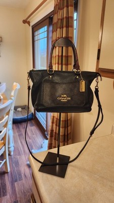 Coach Mini Emma Python Accent Satchel Shoulder Bag Black Leather Excellent