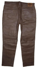 JOHN F. GEE Herren- LEDERJEANS / Lederhose in braun aus Glattleder ca. W39 / L33