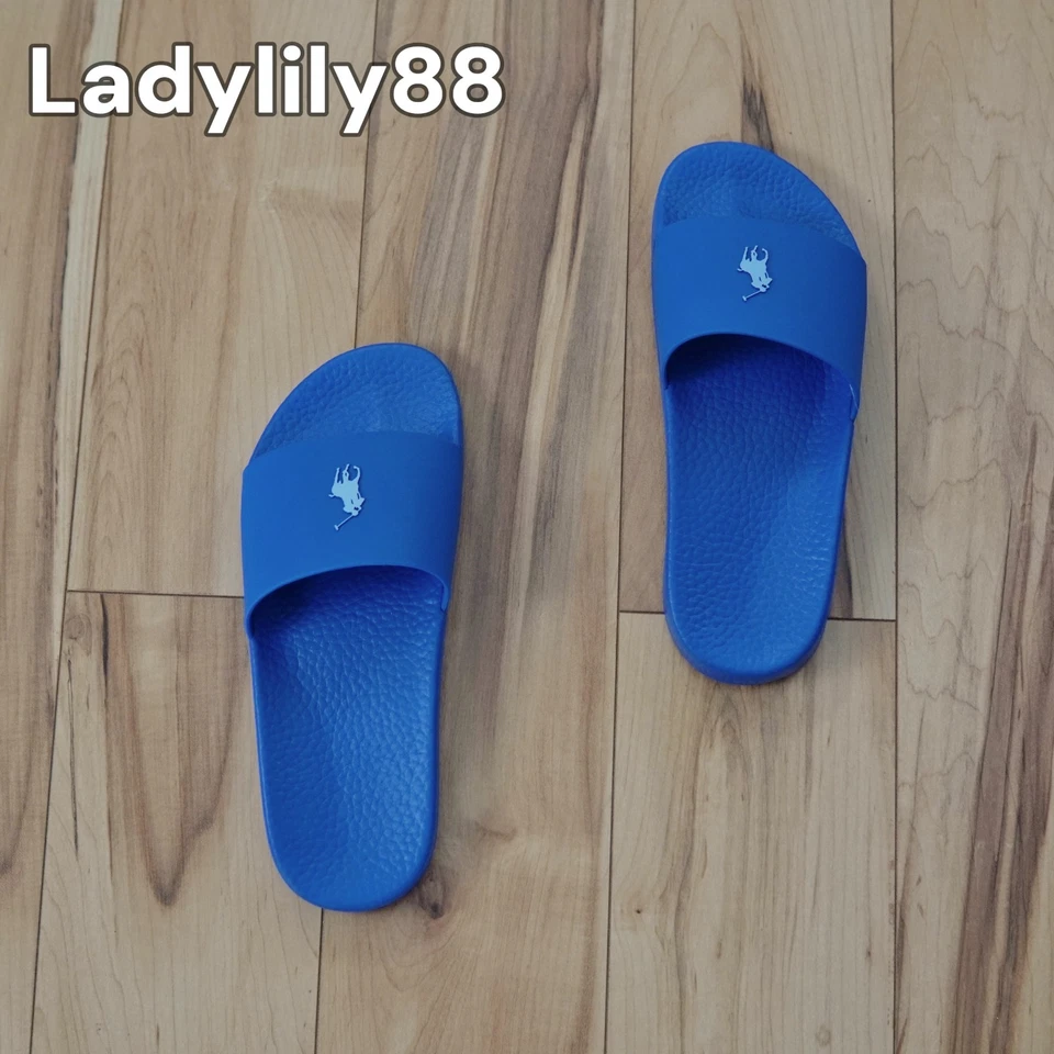 NUEVO CON ETIQUETAS Polo Ralph Lauren Sandalia Deslizable Para Hombre Firma Poni Azul Foto 2 de 4