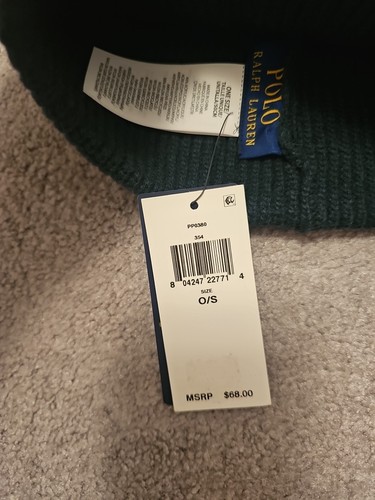 Polo Ralph Lauren Embroidered Icons Dark Green Knit Beanie Duck Hunting Pony - Picture 3 of 3