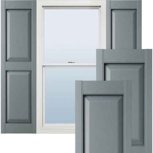 14 3/4"W x 51"H Lifetime Vinyl, Standard Two Equal Panels, Raised Panel Shutt...