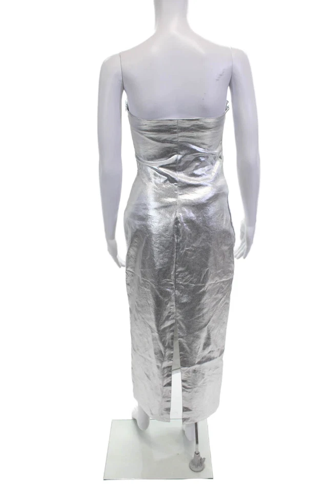 Vestido vaina ceñido al cuerpo gris sin mangas mezcla de algodón talla S de Zara para mujer Foto 3 de 4