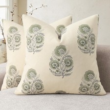 Vintage Floral Print Euro Sham Pillow Covers 26x26 Set of 2 Patterned Accent ...