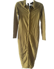 PrettyLittleThing Full Length Knit Dress Women's Size 8 Olive Textured Fitted
