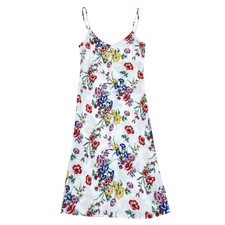 Express Women White Floral V-Neck Spaghetti Strap Midi Dress Small S Summer Boho