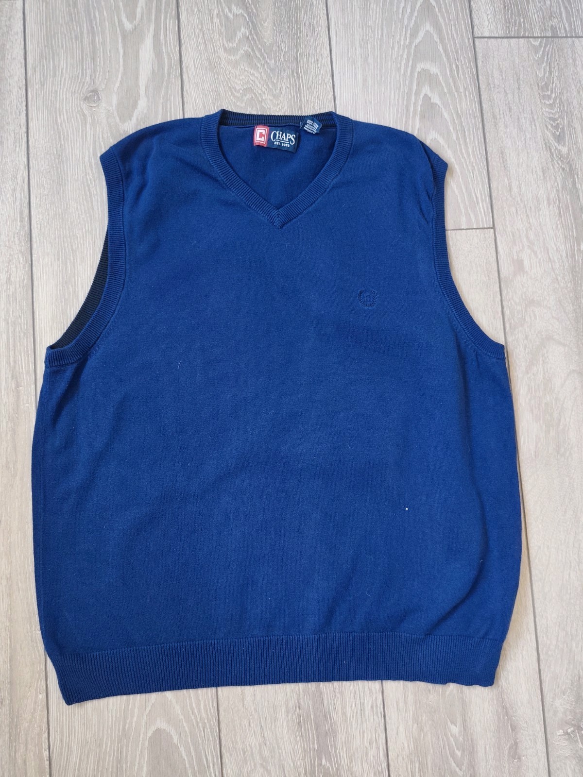 CHAPS Men’s Blue V-Neck Sleeveless Jumper Size L Sweater Vest