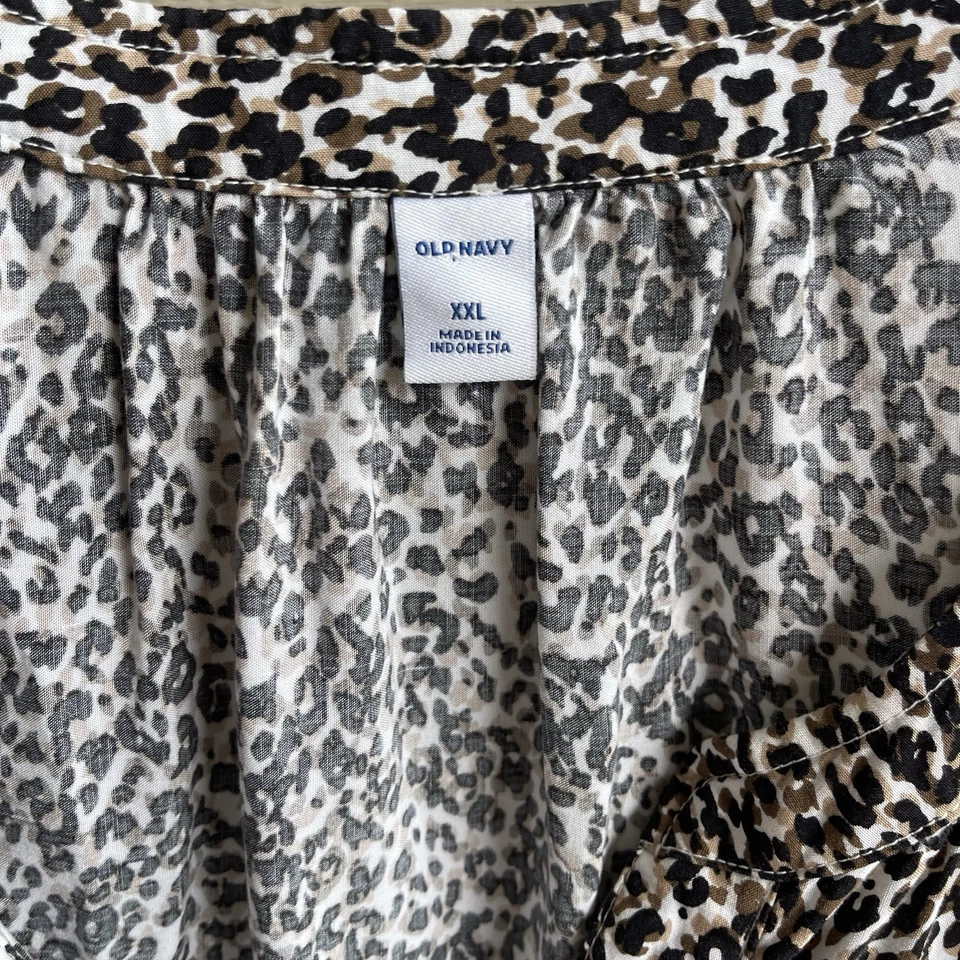 Top Popover Old Navy Para Mujer Estampado Animal Talla XXL Manga Larga Mob Wife Oficina Foto 3 de 4
