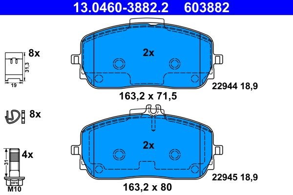 Ate Bremsbelagsatz, Scheibenbremse 13.0460-3882.2 FüR MERCEDES-BENZ-image