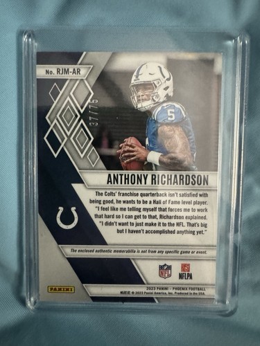2023 Phoenix - Rookie Jumbo Memorabilia Purple #RJM-AR Anthony Richardson Colts - Picture 2 of 2