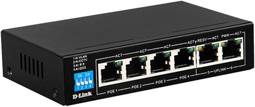 D-Link DES-F1006P-E Unmanaged 6-Port PoE Switch with 4 PoE+ Ports