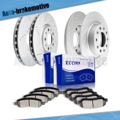 ECCPP Brake Kits, Front Rear 4 Brakes Disc Rotor 8 Ceramic Brake Pad