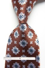 New Classic Polka Dot Brown White JACQUARD WOVEN 100 Silk Men's Necktie Tie