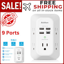 USB Wall Charger Surge Protector 5 Outlet Extender with 4 USB Charging Ports  1