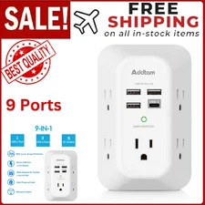 USB Wall Charger Surge Protector 5 Outlet Extender with 4 USB Charging Ports ( 1