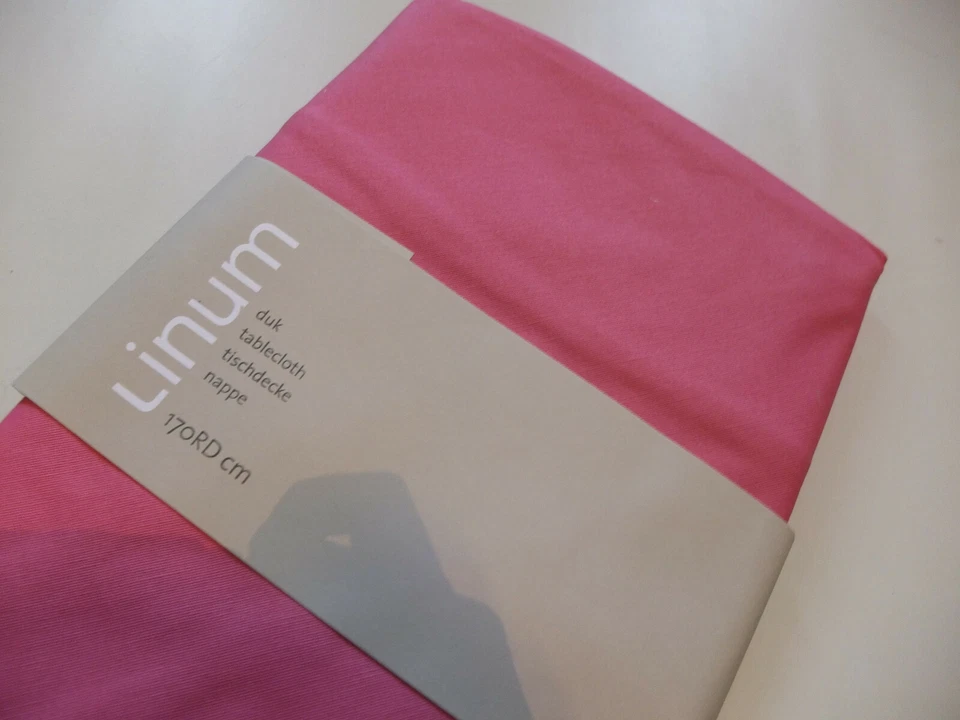 * LINUM beschichtete Runde 170cm Tischdecke geölt 100% Baumwolle NEU Rosa - Bild 2 von 4