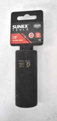 Sunex Tools 7/8'' Deep Impact Socket SAE Standard 1/2'' Dive 228D 6 Point