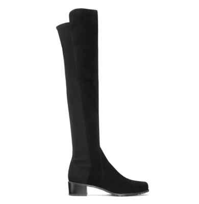 Stuart Weitzman Damen UK 3,5 Reserve schwarz Wildleder Stretch Overknee hohe Stiefel