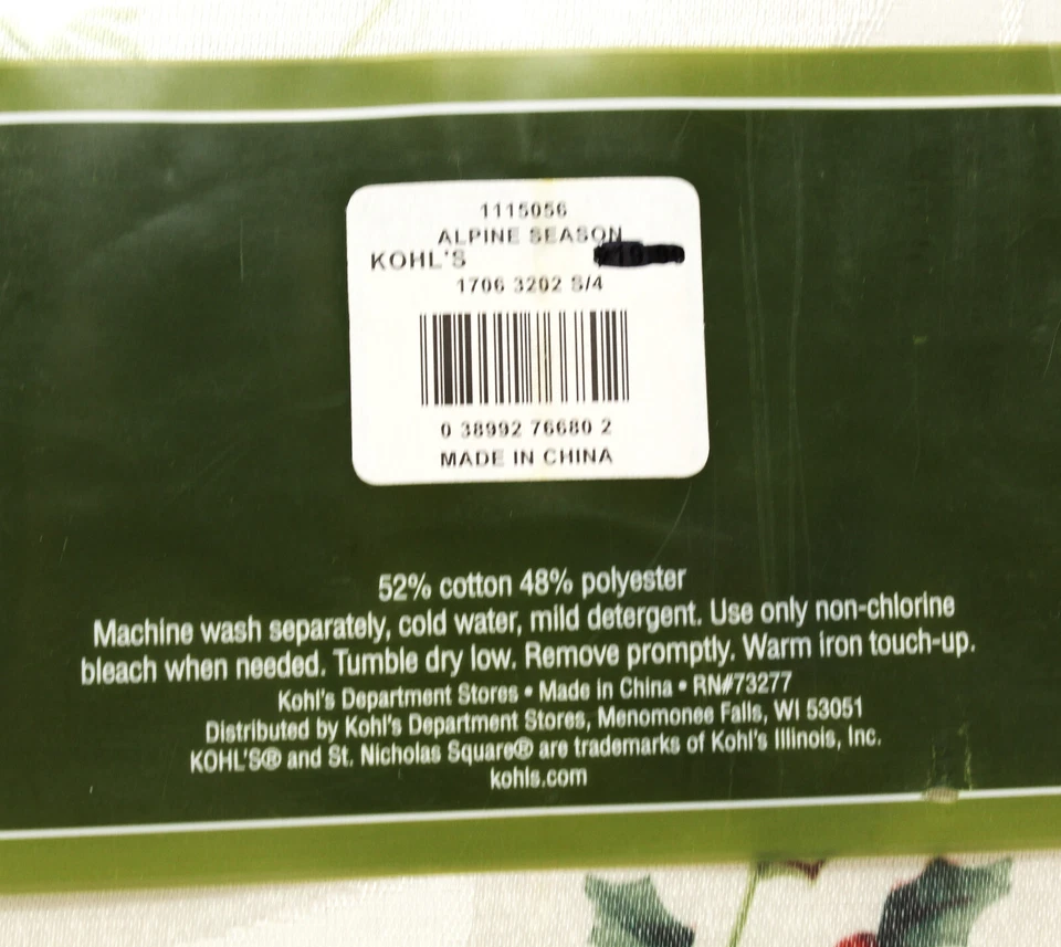 4 Servilletas Cuadradas San Nicolás TEMPORADA ALPINA Navidad Acebo Bayas Piña NUEVO Foto 3 de 4