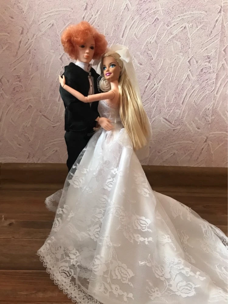 BARBIE DOLL ABITO DA SPOSA LUNGO IN PIZZO ELEGANTE BAMBOLA eBay