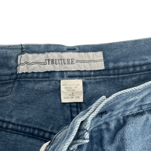 Vintage 90s STRUCTURE Denim Jeans 33x32 Actual Relaxed Fit Straight Leg USA - Picture 3 of 9
