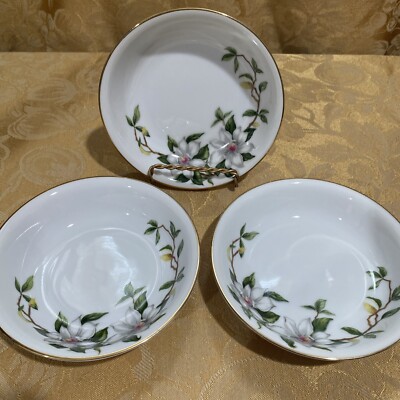 3 Rokko China Japan Wild Gardenia Fruit/Dessert Bowls