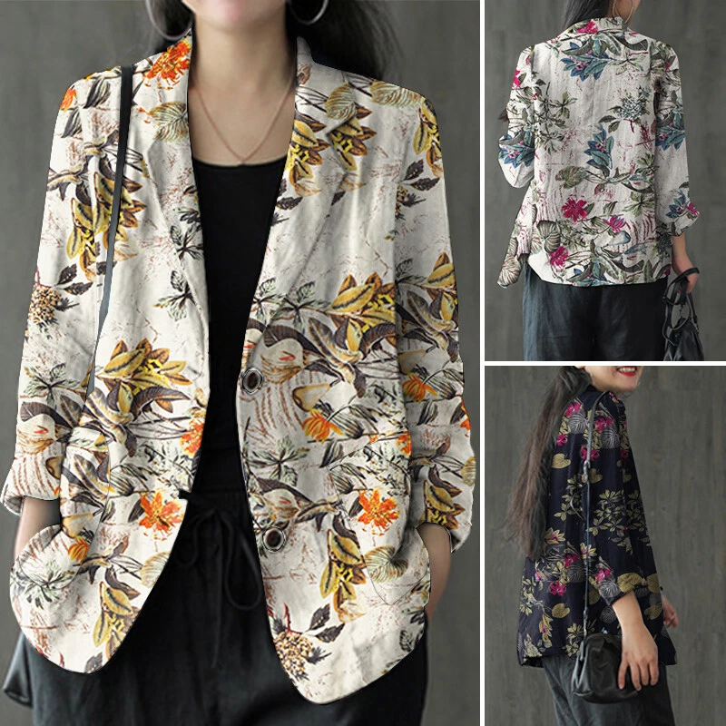 Floral print hot sale blazer womens