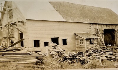 Vintage Photo Barn Raising Consrtuction Men 1931