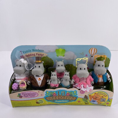 Li'l Woodzeez Famileez Pitterpotemus Hippo Family Figure Set Wedding Party