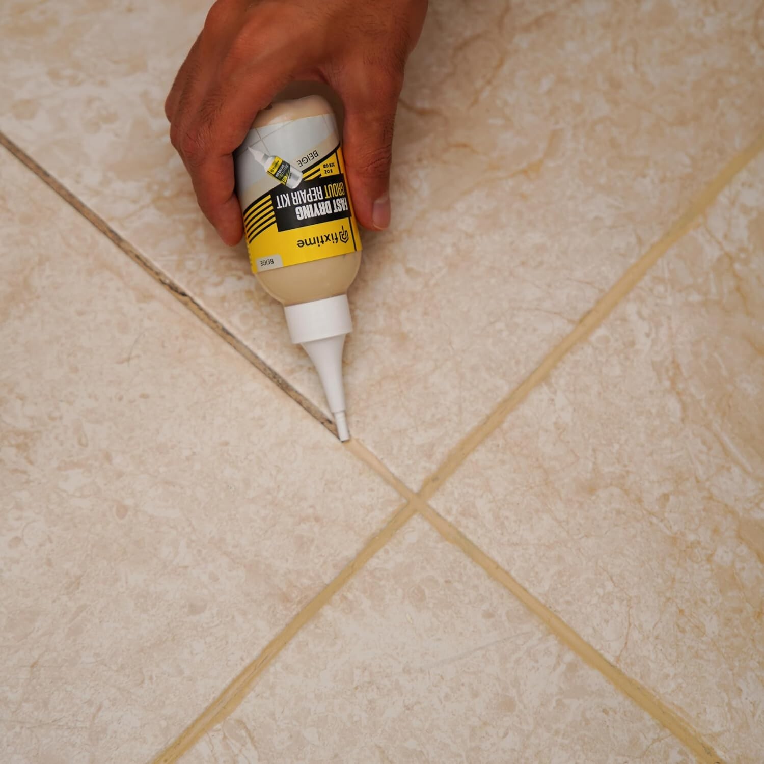 TILE GROUT REPAIR KIT, BEIGE GROUT FILLER TUBE 8 OZ, GROUT REPAIR