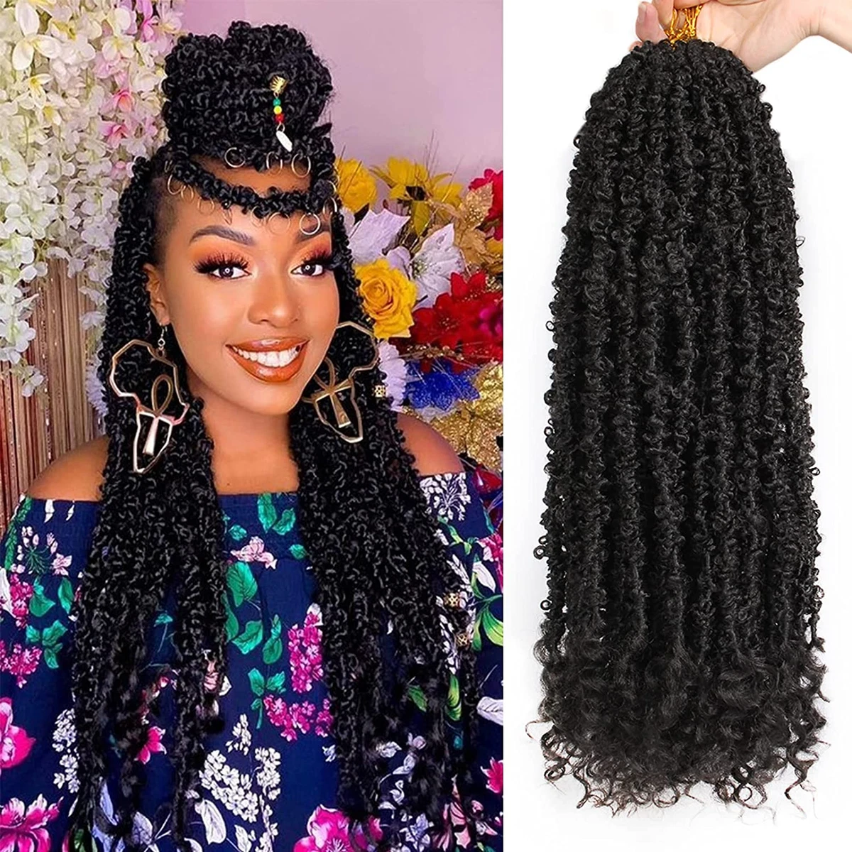 Butterfly Locs Crochet Hair with Curly Ends 24 Inch 6 Packs Pre