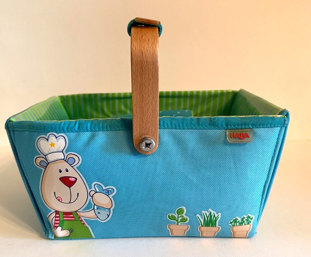 HABA COOK BEAR KARLOS Play Food SHOPPING BASKET Kid Pretend 
