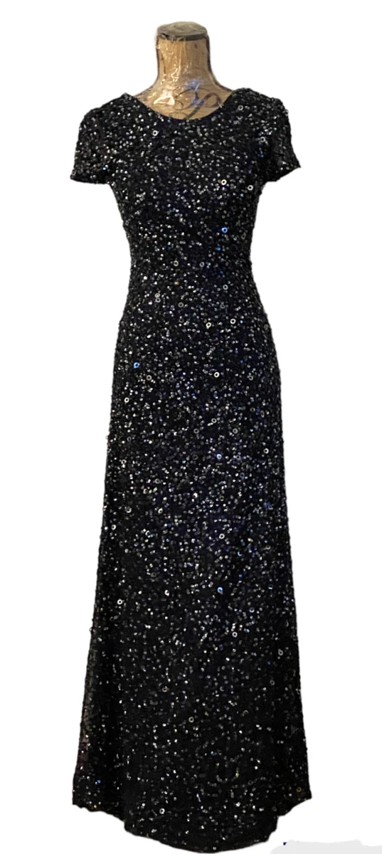 Adrianna papell short sleeve sequin mesh gown hot sale