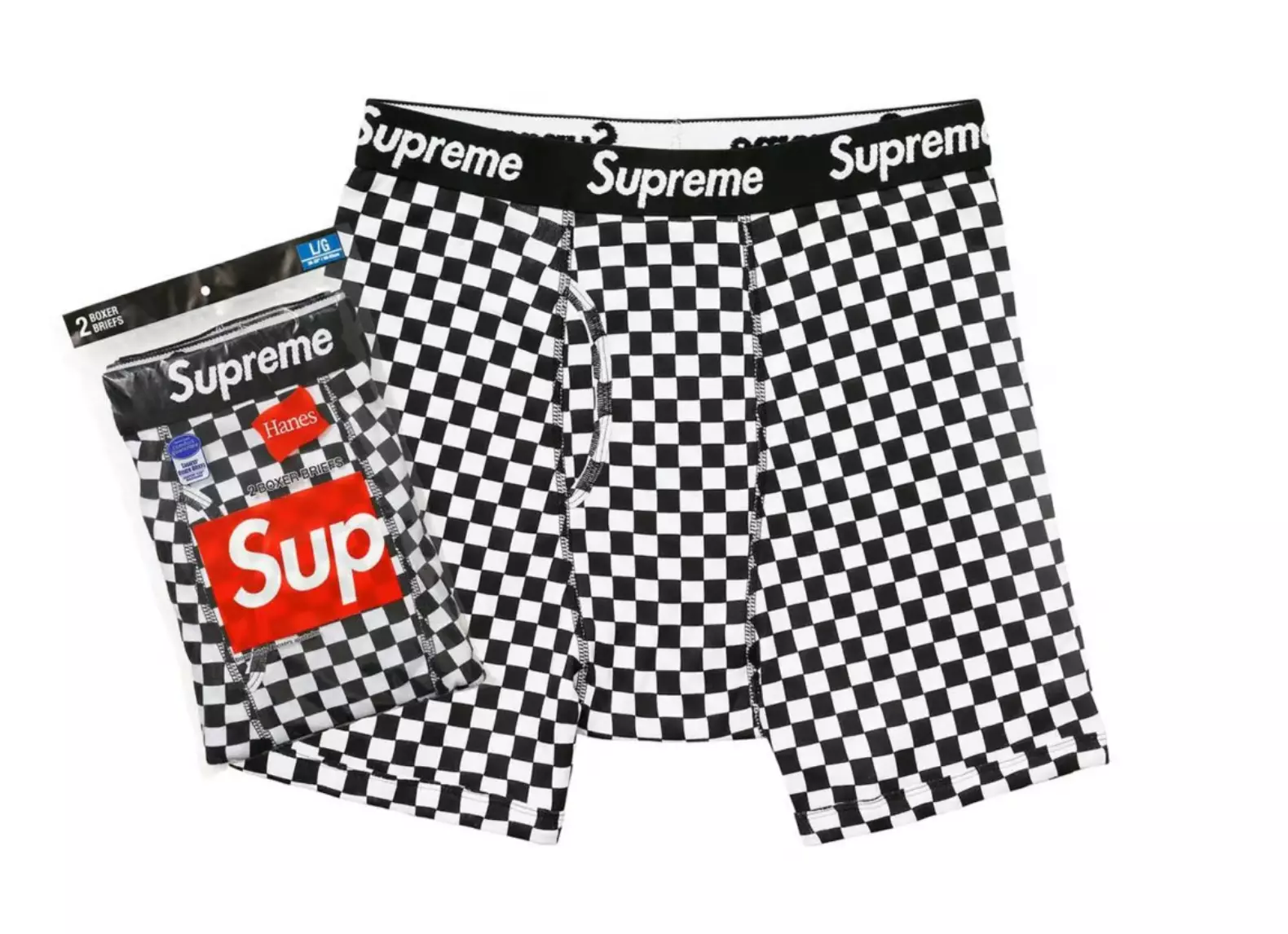 Boxer slip Supreme x Hanes (lot de 2)   à carreaux   S, M, L, XL