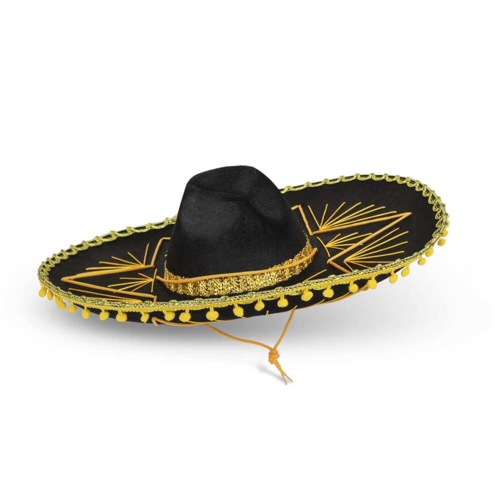 Sombrero Yellow  Silver and Black , 25” Across Brim, From Mexico Mexican Mariachi Cap - Etsy main image 2