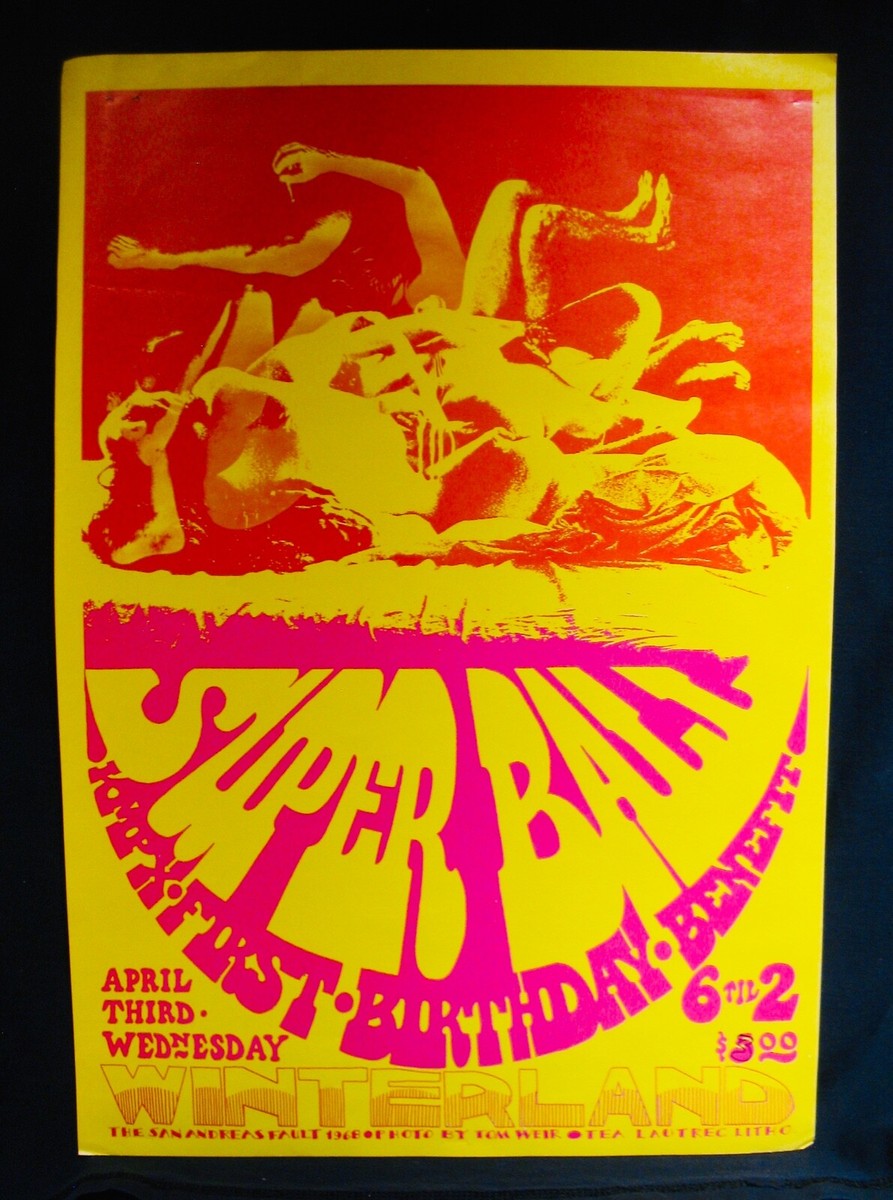 Super Ball Electric Flag Grateful Dead Winterland 1968 Tea Lautrec Litho poster Super Ball Electric Flag Grateful Dead Winterland 1968 Tea Lautrec Litho poster
