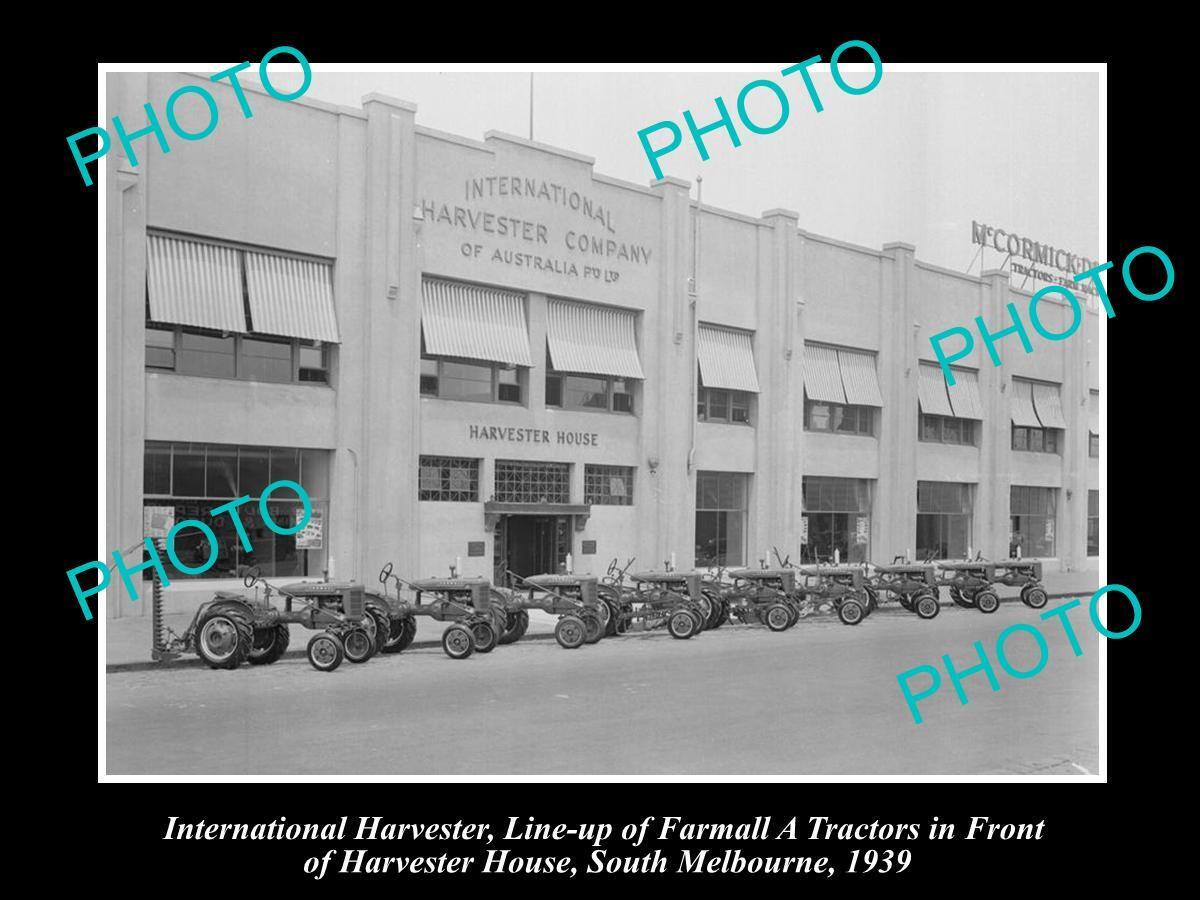 OLD HISTORIC PHOTO OF INTERNATIONAL HARVESTER FARMALL A TRACTOR LINE-UP c1939 1