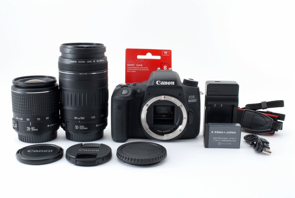 Canon EOS 8000D 24.2MP 28-90/90-300mm Lens Set [Exc+++] w