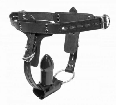 Premium Leather Locking Penis Ring and Anal Butt Plug Harness Male Chastity  | eBay
