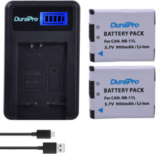 Image of Durapro 2Packs NB-11L NB-11LH Li-Ion Battery + LCD USB Charger for Canon Powersh
