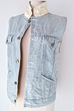 Get Used By Ellie Blue Denim Vest Jacket Denim Sz Small Button Front Lined