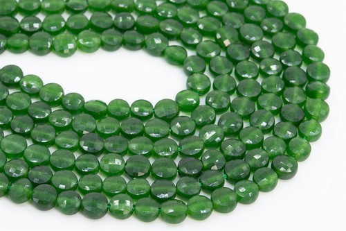 6x4MM Green Jasper Faceted Flat Round Button AAA Genuine Natural Loose Beads - Picture 2 of 4