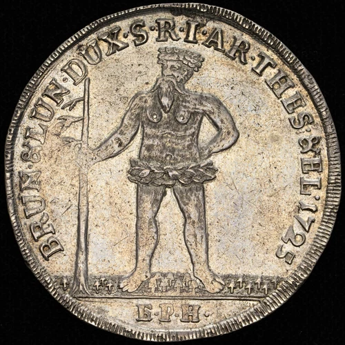 1725 Germany Brunswick-Lunenburg Wildman Silver Thaler DAV-2076| NGC AU58