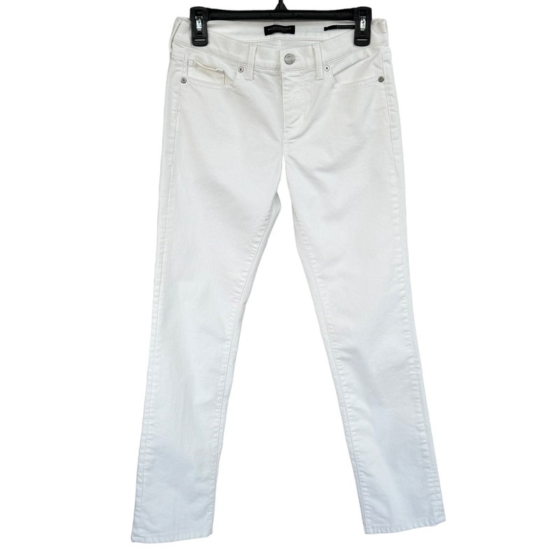 Banana Republic SZ 26 Slim Straight Jeans Pockets Mid-Rise Zip-Fly White