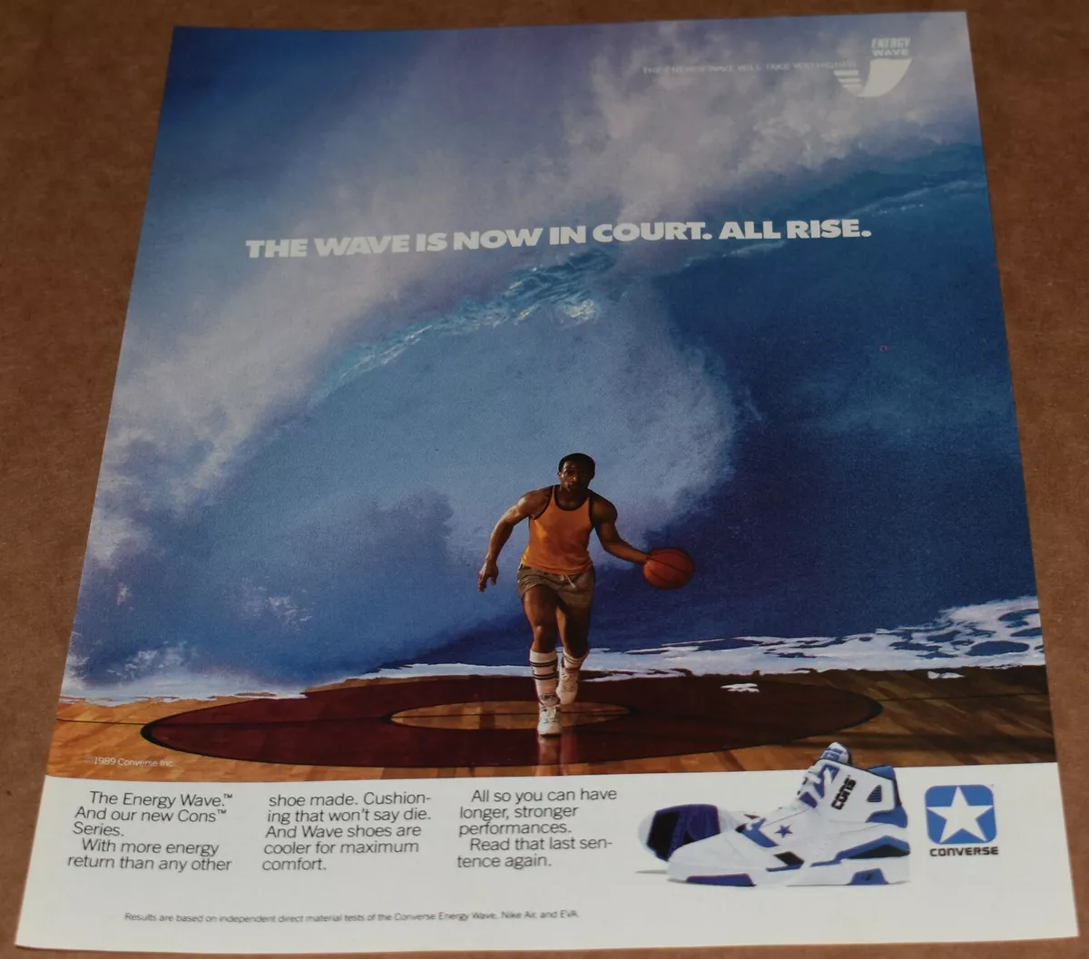 1989 Print Ad Converse Wave is now in court Basketball Shoes