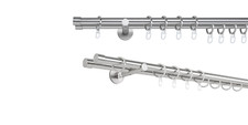 Bastone per tende su misura tappo tubo distanza parete 12 cm 2 corse colore: effetto acciaio inox