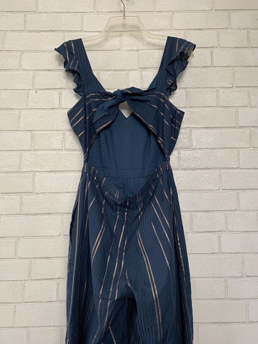 Anthropologie Dolan Jumpsuit Open Back Alicia Blue Stripes New XS