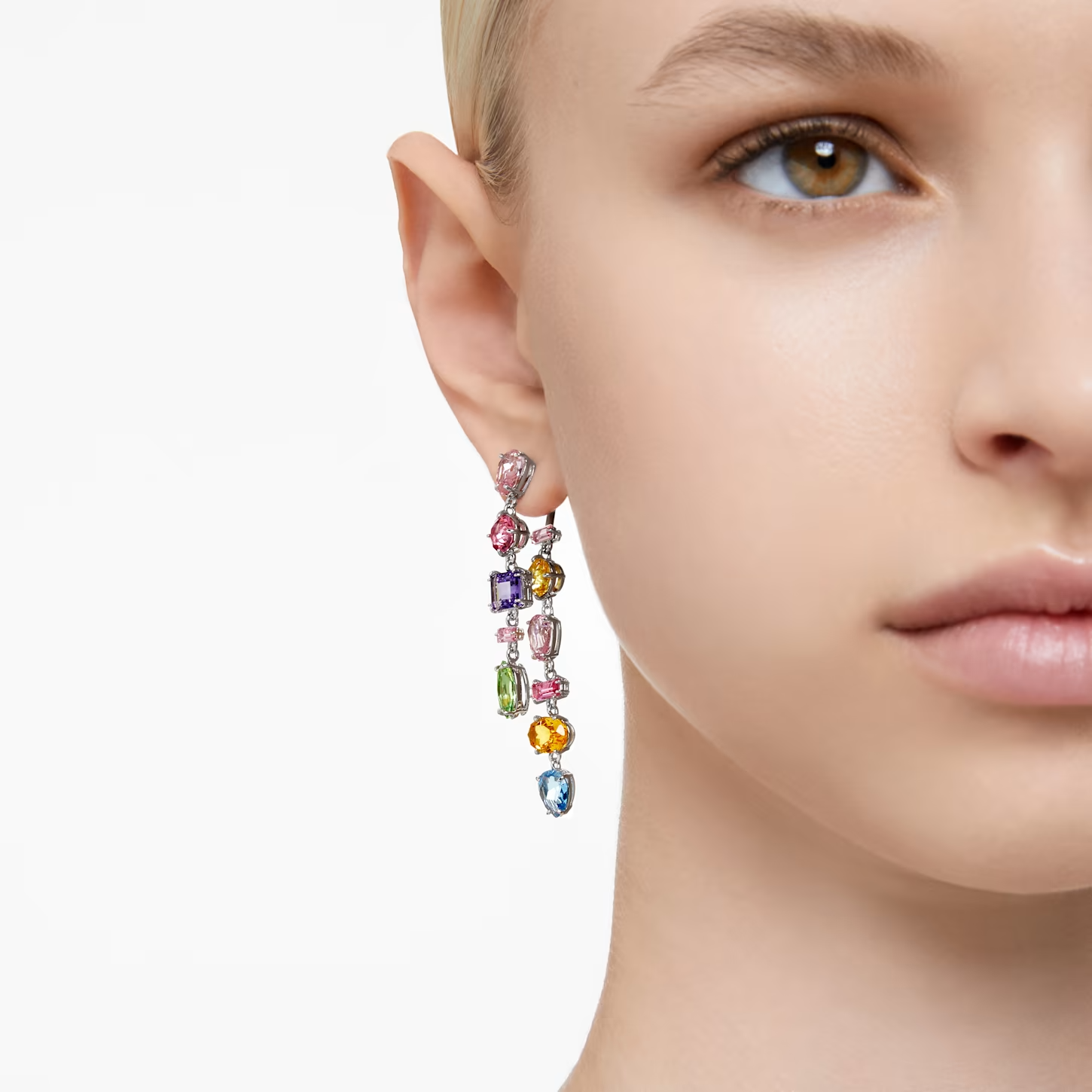 Swarovski Gema Drop Earrings Asymmetrical Design Long Rhodium Plated swarovski-gema-drop-earrings-asymmetrical-design-long-rhodium-plated