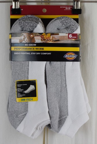 6 PAIRS Dickies Men's Dri-tech Moisture Control No Show Socks SIze 12-15
