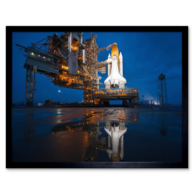 Space Shuttle Sts135 Startrampe Foto Wandbild Kunstdruck gerahmt 12x16