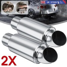 2 Exhaust Silencer Resonator 2.5 inch 63mm 3.5" Round x 6.7" Body Stainless